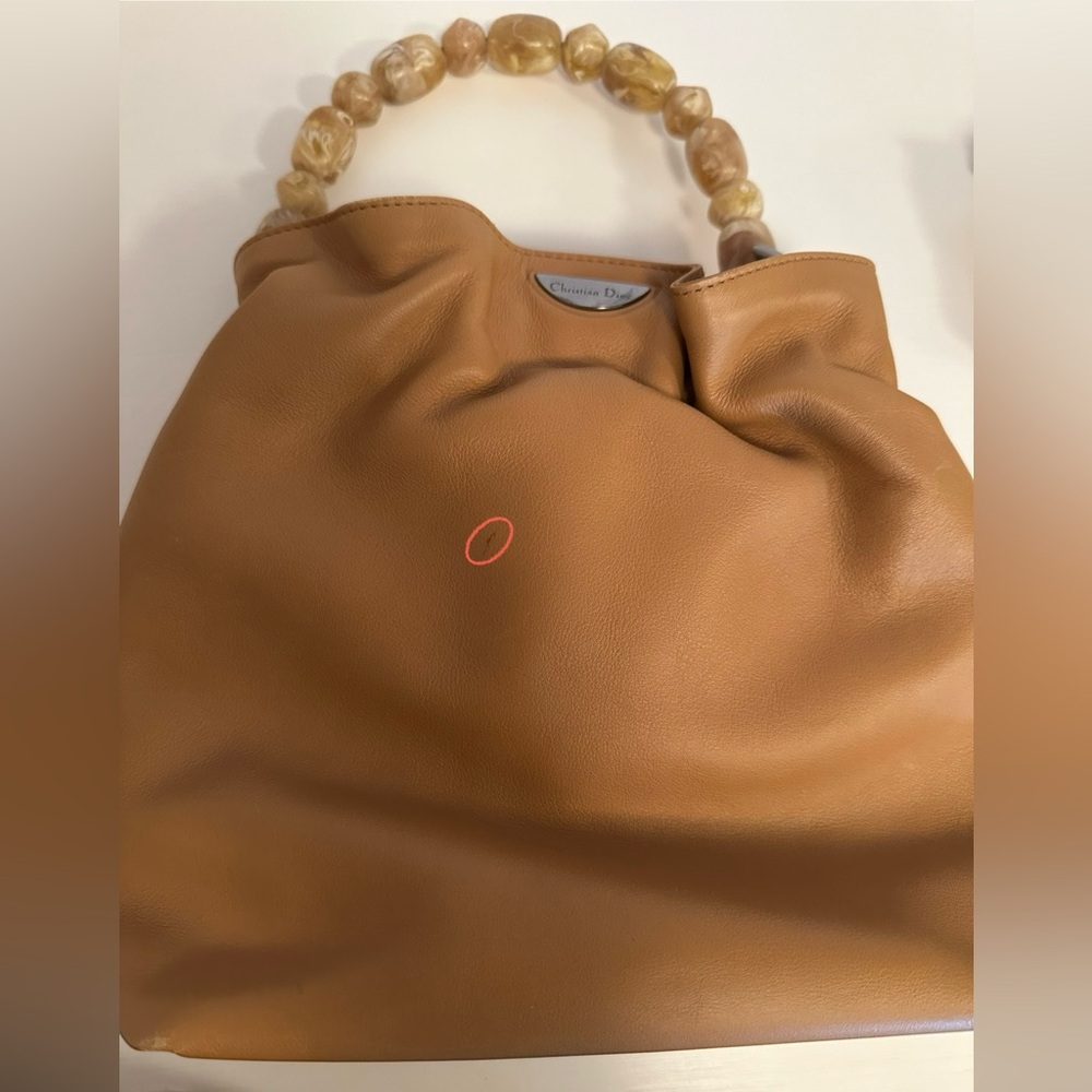 SALE! Dior Leather Bag with Beaded Handle. GREAT condition. RARE, AUTHENTIC. - Picture 12 of 16